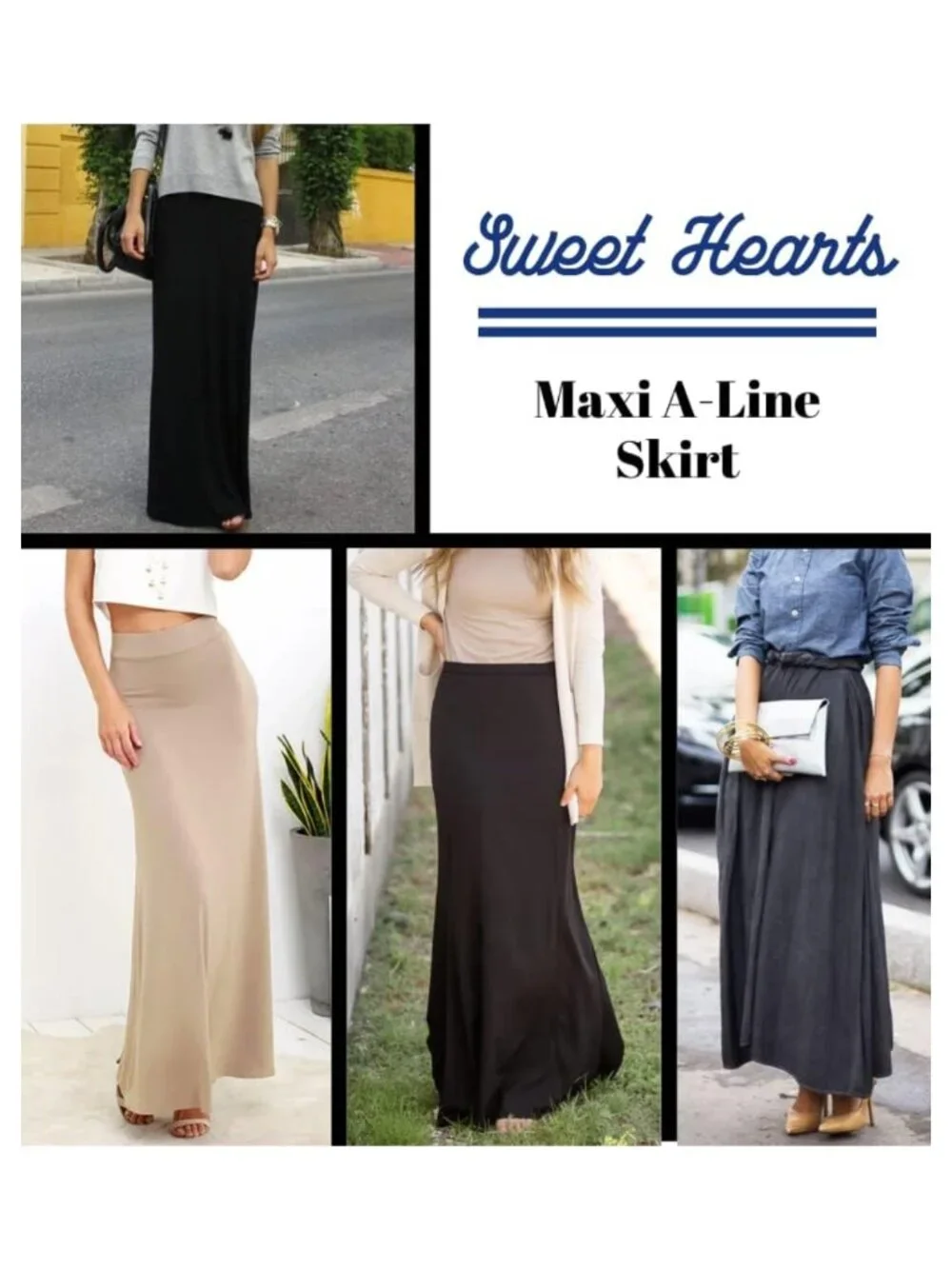 Women's Comfy High Waist A-Line Maxi Skirt Flowy Fold Over Stretchy Knit Made